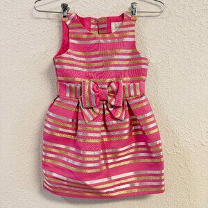 Dressed Up by Gymboree Girls Pink Dress With Bow (Size 4)